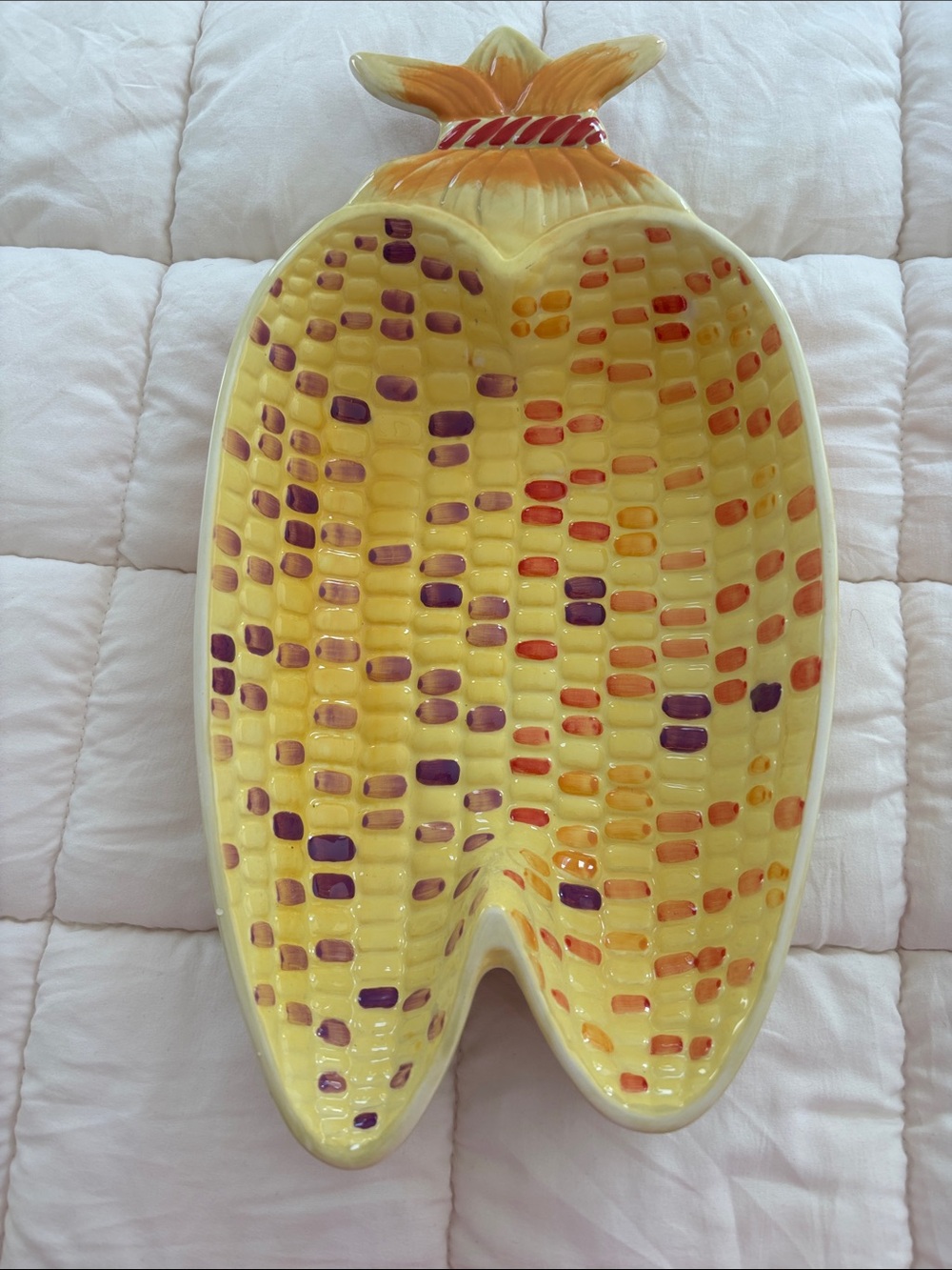 Yellow Ceramic Corn-Shaped Serving Dish Mesa International- New Hampshire.